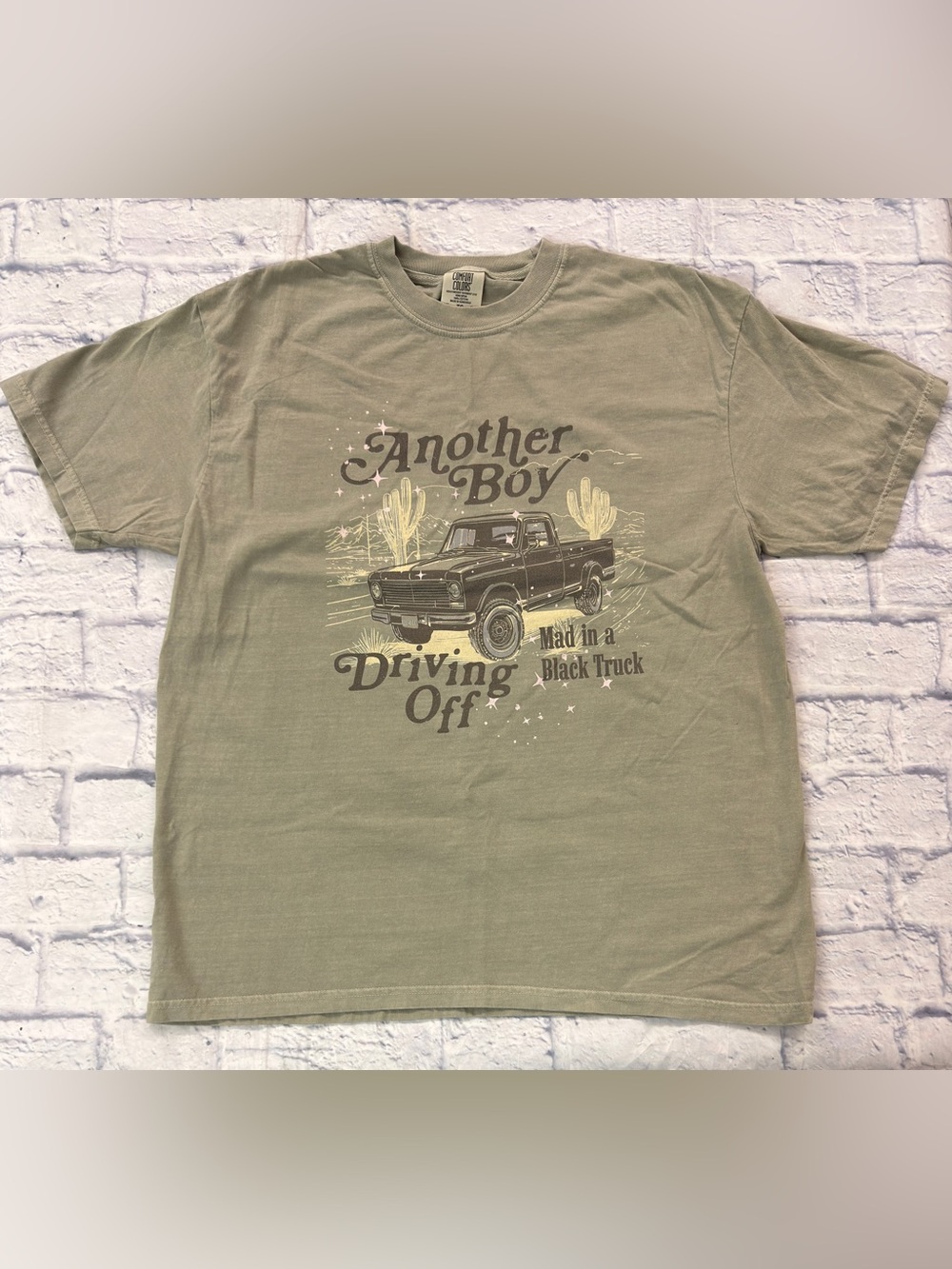 Comfort Colors Girl Tribe Another Boy sz XL Graphic Tee Sage/Gray Vintage Truck